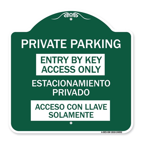 Entry by Key Access Estacionamiento Privado Acceso Con Llave Solamente Alum, 18" H, GW-1818-24092